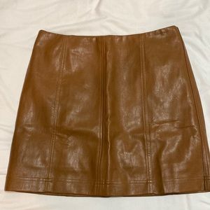 Brown leather skirt